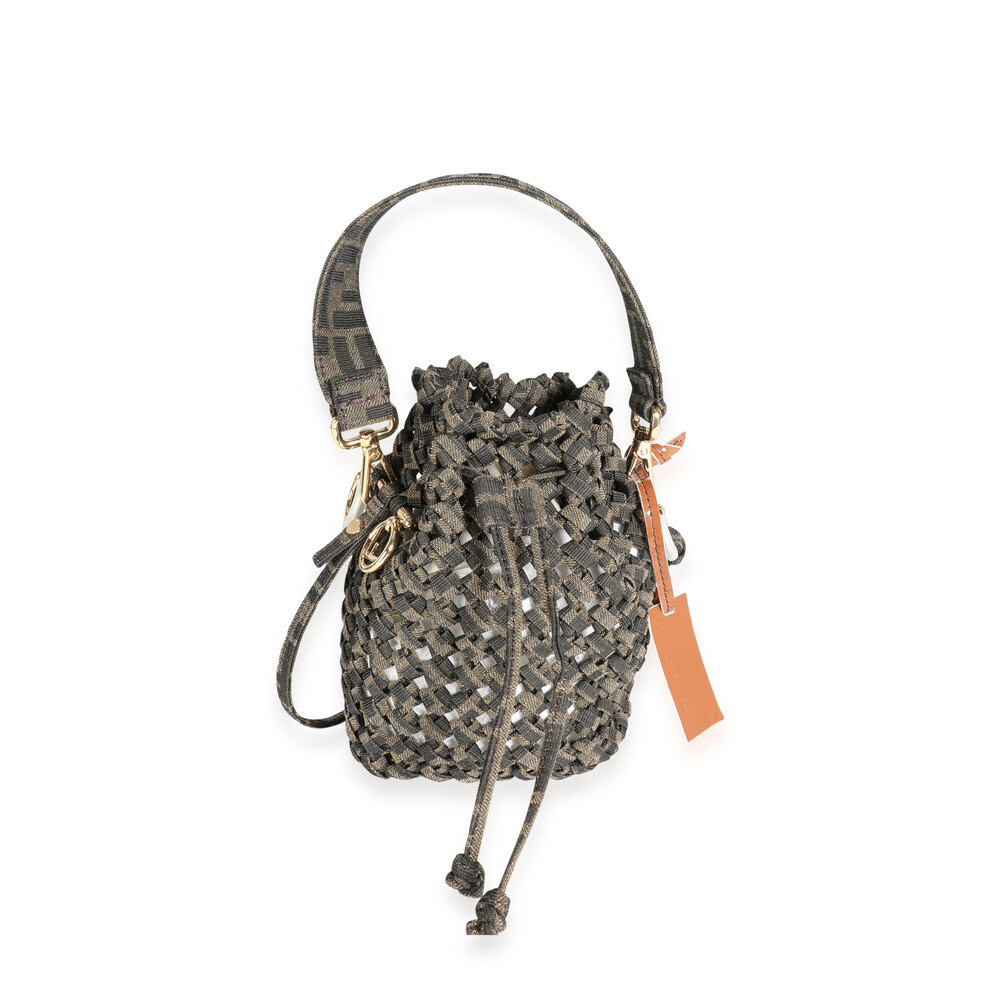 Fendi Brown Jacquard Interlace Canvas Mini Mon Tresor
